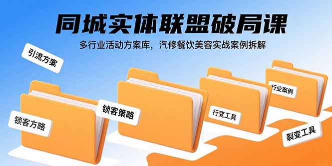 同城实体联盟破局课，多行业活动方案库，汽修餐饮美容实战案例拆解-清风网创资源站