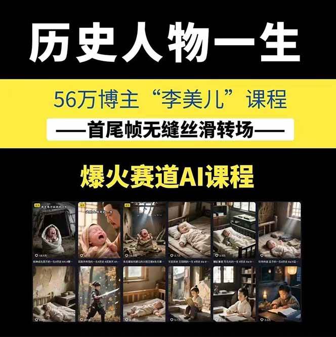 图片[1]-AI历史人物短视频创作，含IP打造、首尾帧无缝转场、智能体视频制作等核心教学内容-清风网创资源站