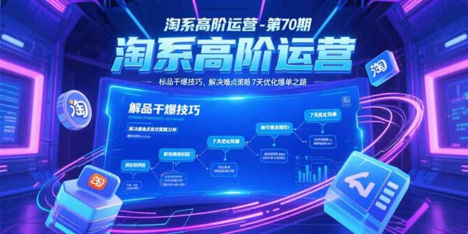 淘系高阶运营-第70期，标品干爆技巧，解决难点策略，大佬操盘方法-清风网创资源站