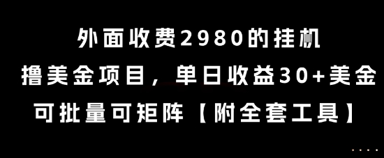 外面收费2980的挂G撸美金项目，单日收益30+美金，可批量可矩阵【揭秘】-清风网创资源站