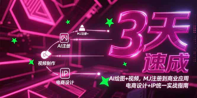 3天速成AI绘图+视频，MJ注册到商业应用，电商设计+IP统一实战指南-清风网创资源站
