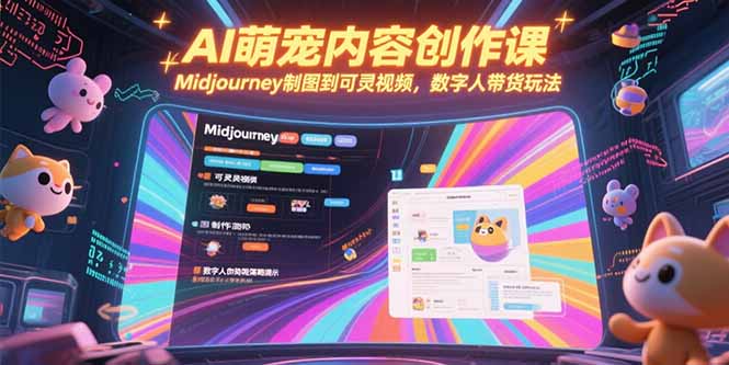 AI萌宠内容创作课，Midjourney制图到可灵视频，数字人带货玩法-清风网创资源站