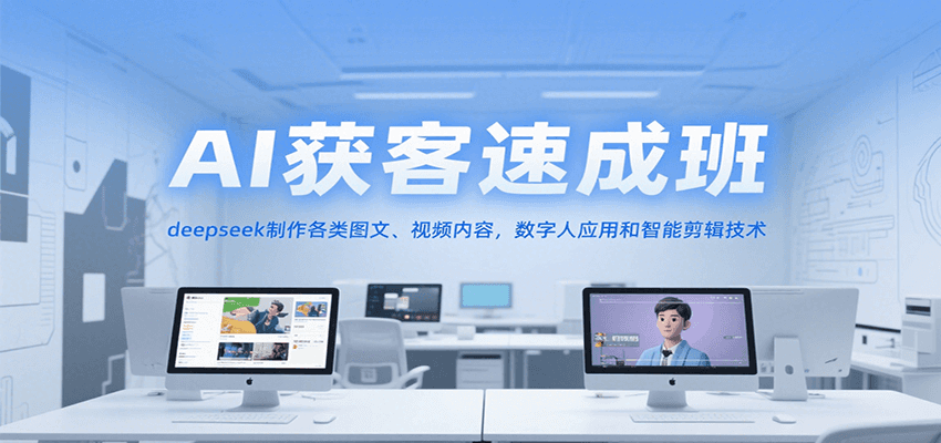 AI获客速成班，deepseek制作各类图文、视频内容，数字人应用和智能剪辑技术-清风网创资源站