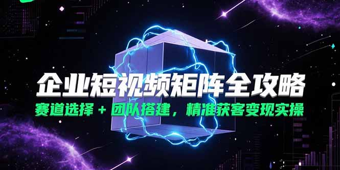 企业短视频矩阵全攻略，赛道选择+团队搭建，精准获客变现实操-清风网创资源站