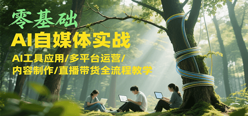 零基础AI自媒体实战，AI工具应用/多平台运营/内容制作/直播带货全流程教学-清风网创资源站