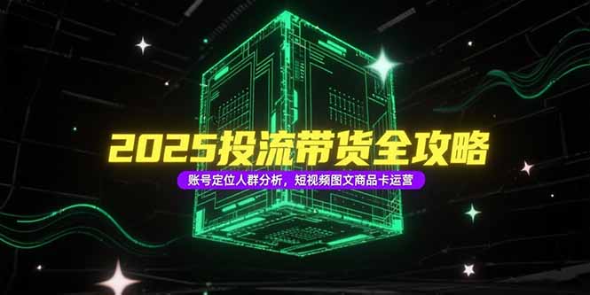 2025投流带货全攻略，账号定位人群分析，短视频图文商品卡运营-清风网创资源站