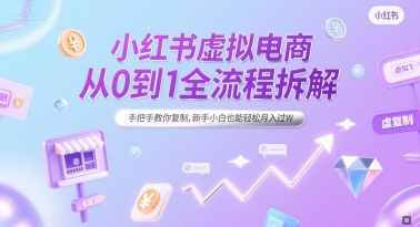 小红书虚拟电商从0到1全流程拆解，手把手教你复制，新手小白也能轻松月入过W-清风网创资源站