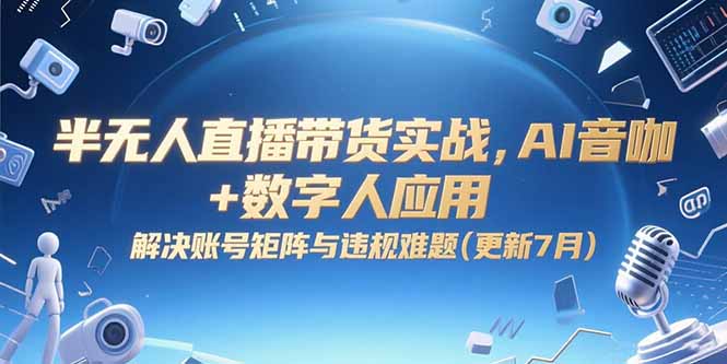 半无人直播带货实战，AI音咖+数字人应用 解决账号矩阵与违规难题(更新7月-清风网创资源站
