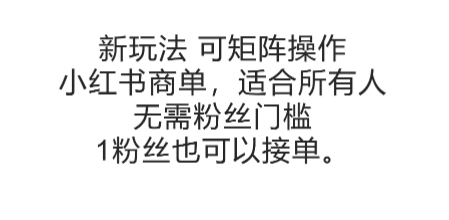 可矩阵操作，小红书商单新玩法，适合所有人，无需粉丝门槛，1粉丝也可以接单-清风网创资源站