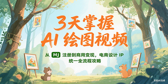 3天掌握AI绘图视频，从MJ 注册到商用变现，电商设计IP统一全流程攻略-清风网创资源站