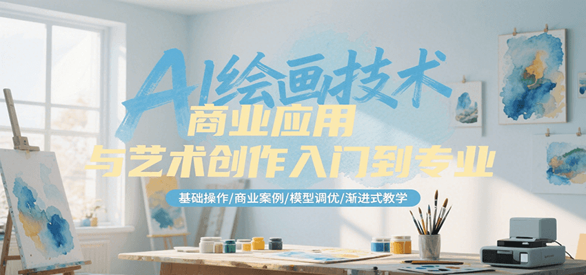 AI绘画技术商业应用与艺术创作入门到专业，基础操作/商业案例/模型调优/渐进式教学-清风网创资源站