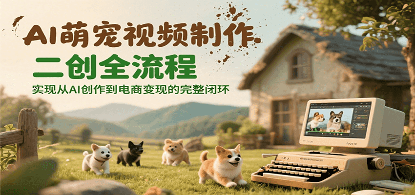 AI萌宠视频制作二创全流程，实现从AI创作到电商变现的完整闭环-清风网创资源站