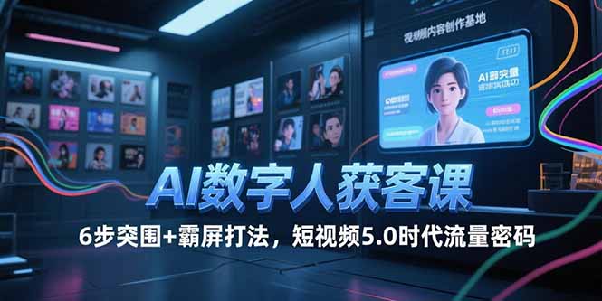 AI数字人获客课，6步突围+霸屏打法，短视频5.0时代流量密码-清风网创资源站