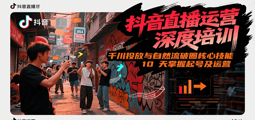抖音直播运营深度培训，千川投放与自然流核心技能，10天掌握起号及运营(6-7月新课)-清风网创资源站