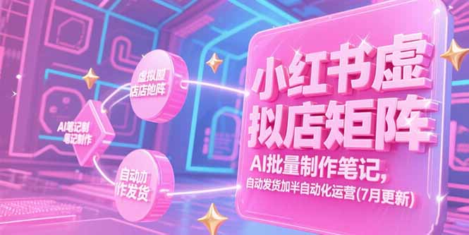 小红书虚拟店矩阵，AI批量制作笔记，自动发货加半自动化运营(7月更新-清风网创资源站