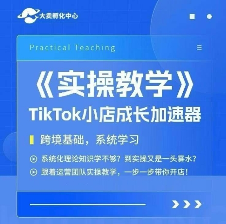 大卖家孵化中心TikTok实操课，TikTok小店成长加速器，跨境基础系统学习，一步一步带你开店-清风网创资源站