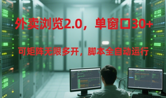 外卖浏览2.0，单窗口30+可矩阵无限多开，脚本全自动运行【揭秘】-清风网创资源站