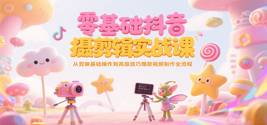 零基础抖音短视频拍摄剪辑实战课，从剪映基础操作到高级技巧爆款视频制作全流程-清风网创资源站
